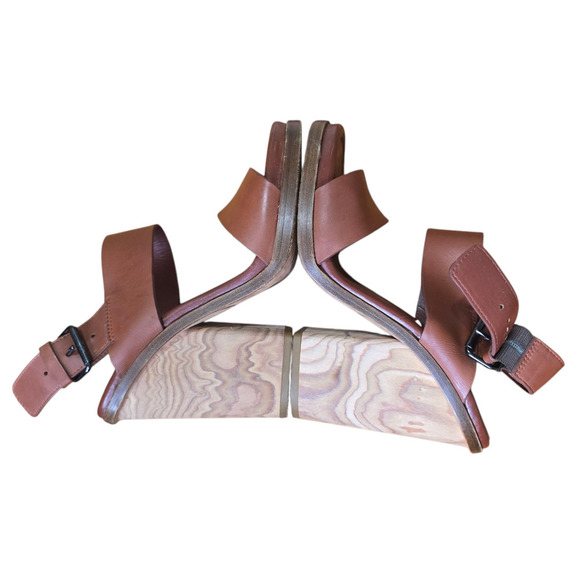 VINCE Haley Heel in Whiskey Sandals size 6 brown chunky - Picture 6 of 8